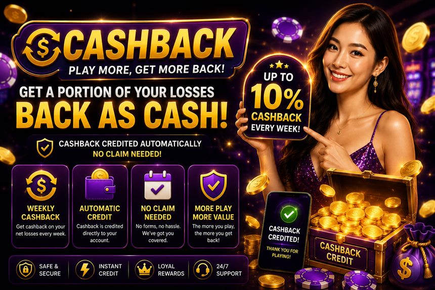 Crown99 Cashback: get up to 10% weekly cashback on net losses, credited automatically with no claim needed