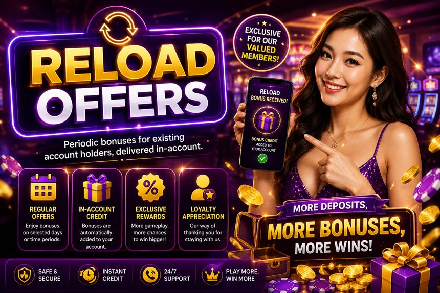 Crown99 Reload Offers: periodic bonuses for existing account holders